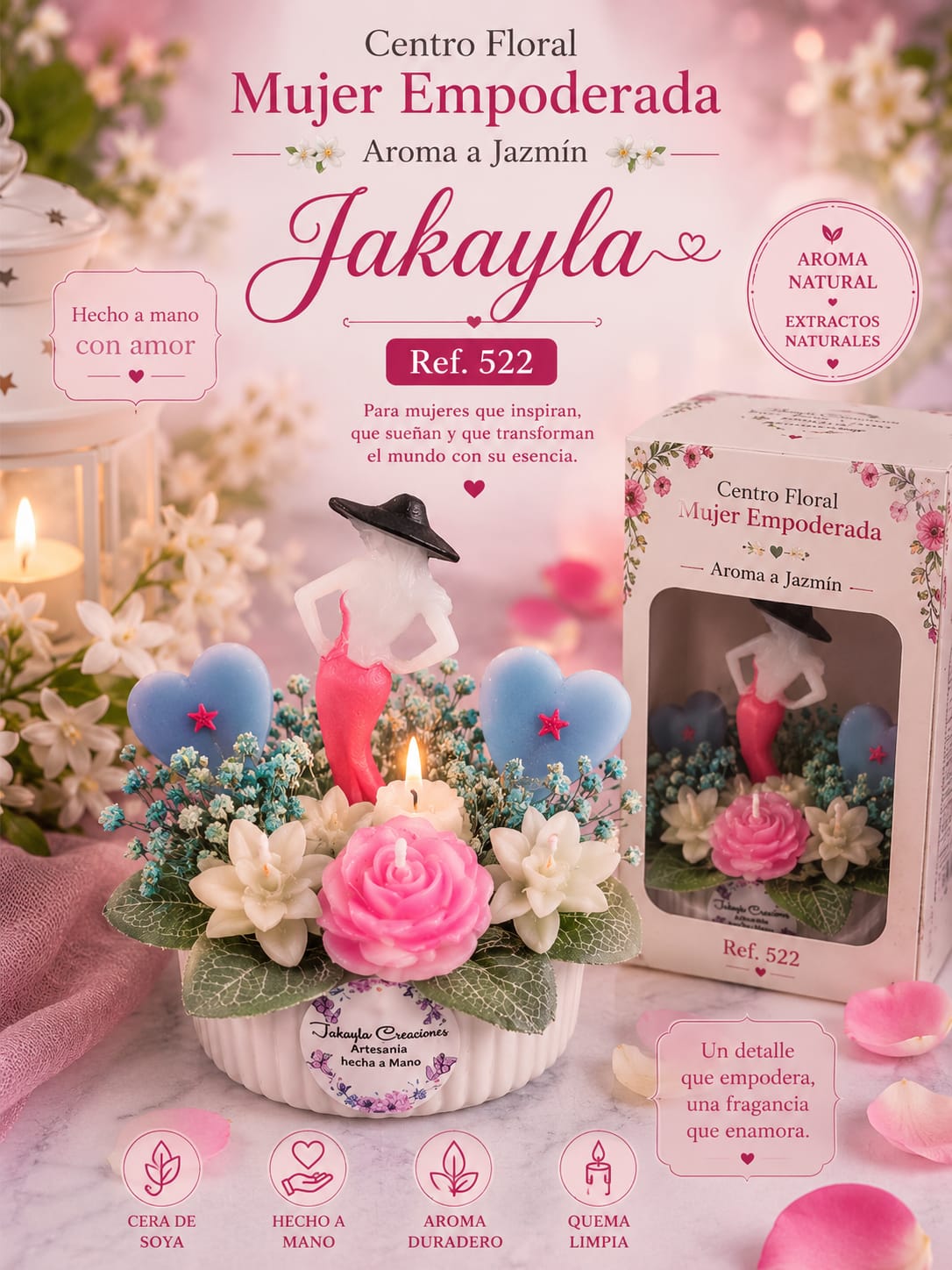 Centro floral Mujer Empoderada, aroma jazmín