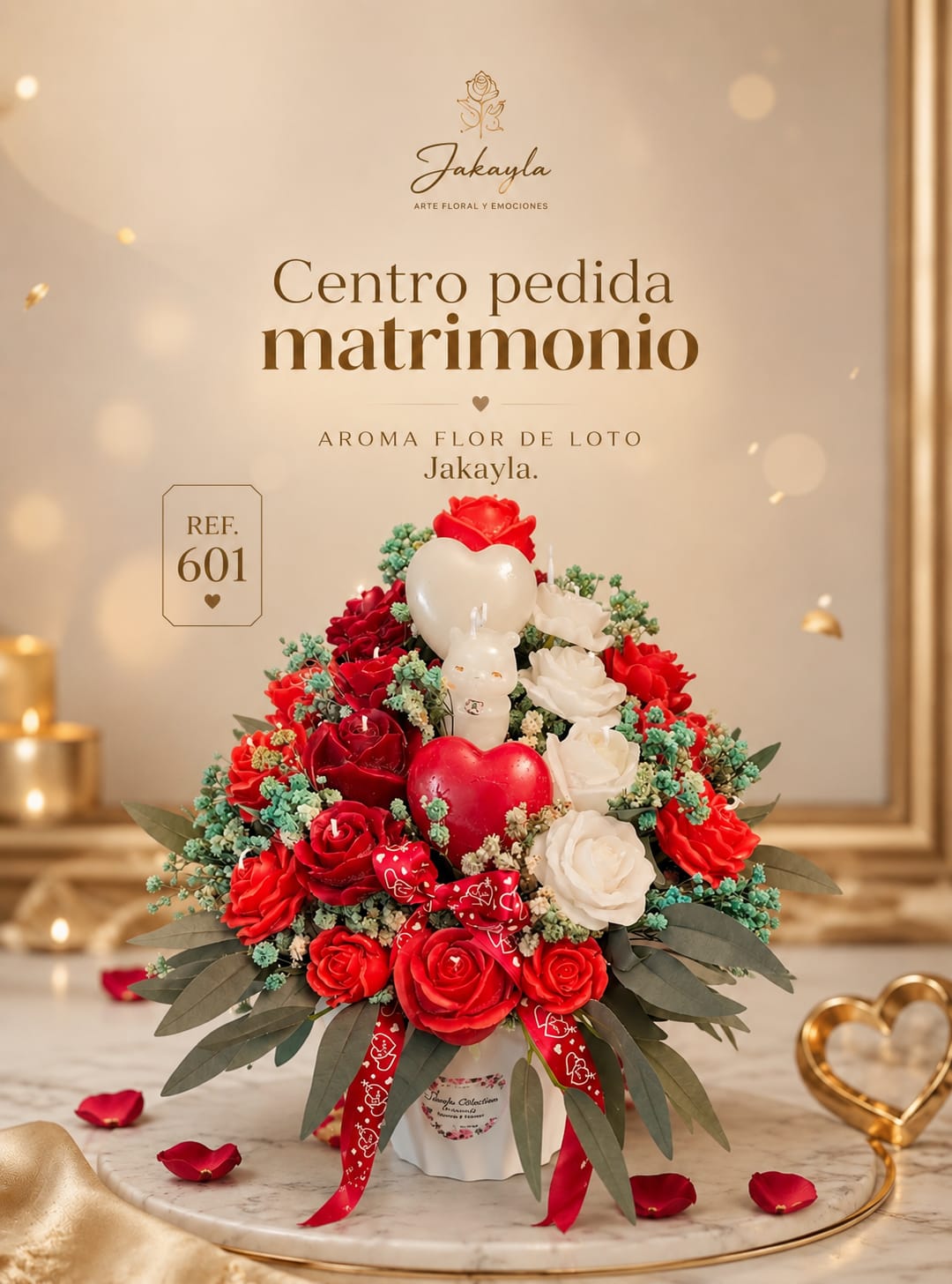 Centro pedida de matrimonio, aroma flor de loto
